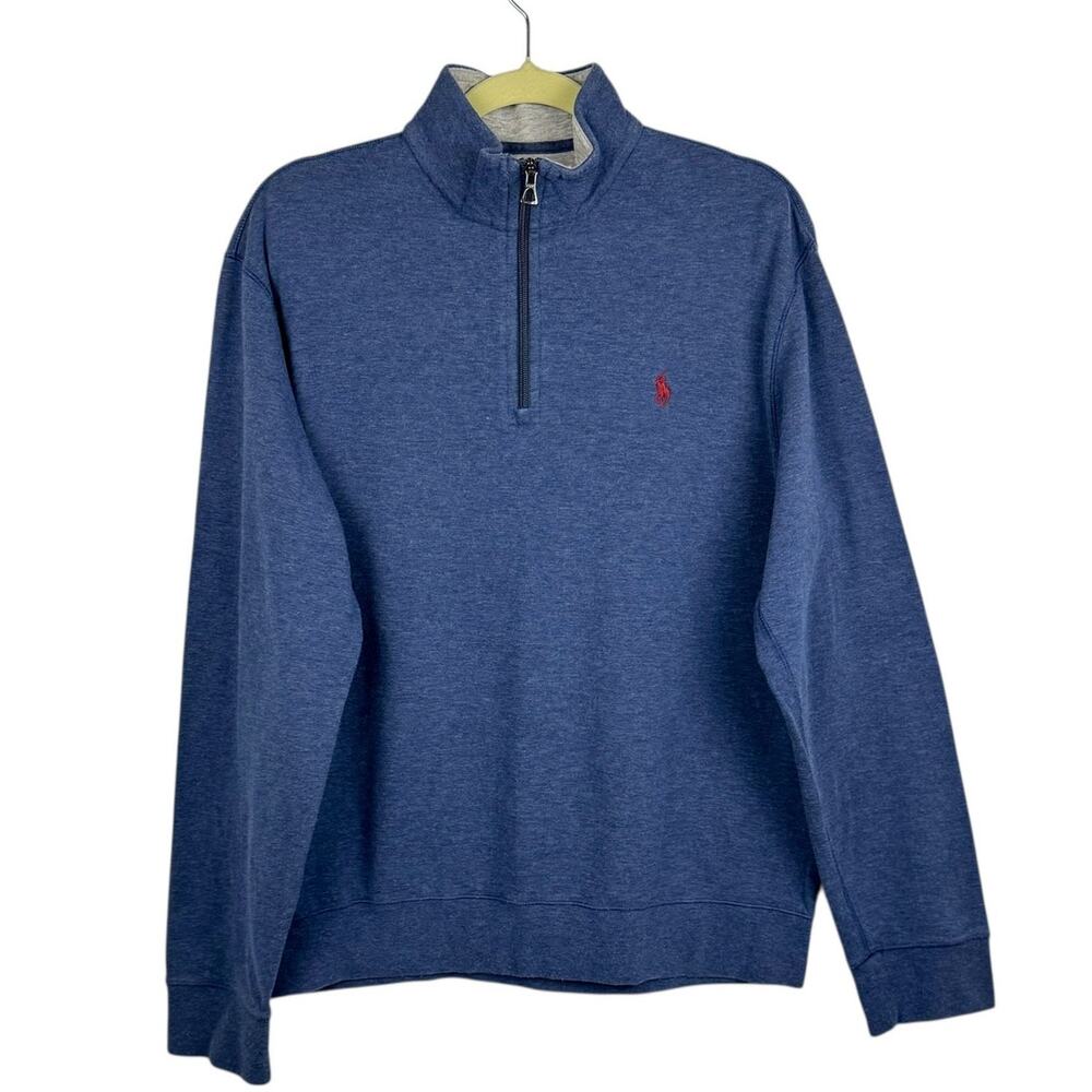Polo Ralph Lauren Active Blue Cotton Blend 1/4‎ Zip High Neck Sweatshirt Medium